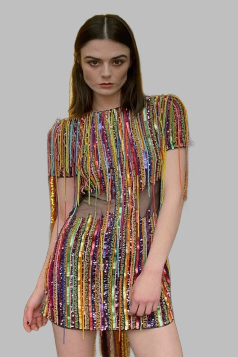 Vestido con cuentas personalizado de estrella de rock