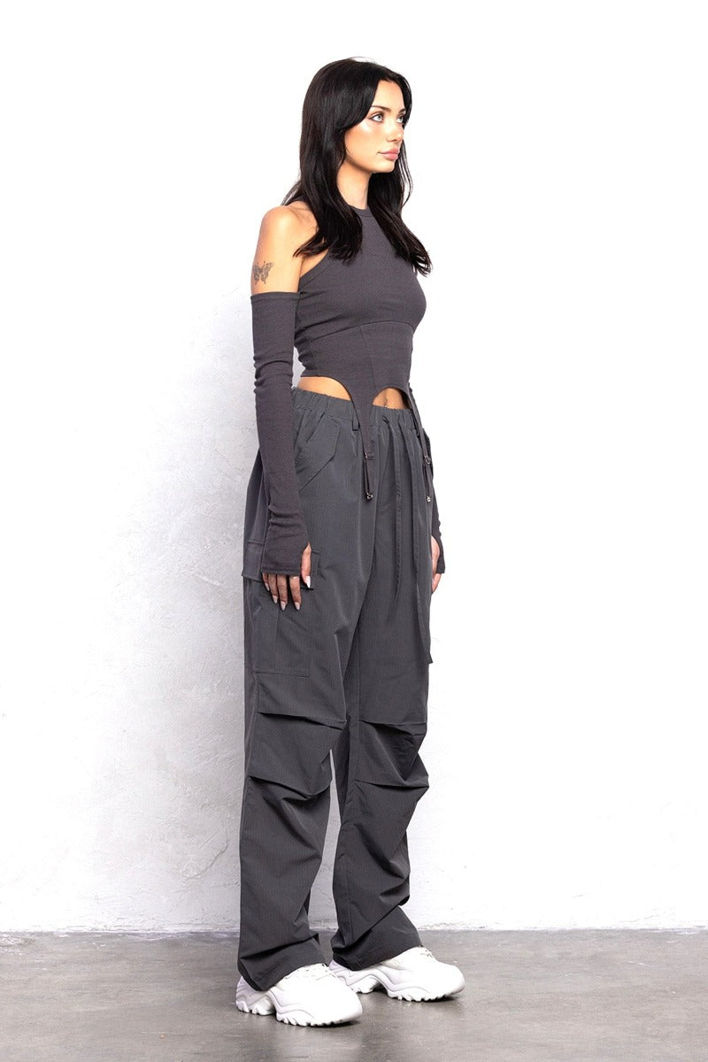 Charcoal Tactile Parachute Cargo Pant