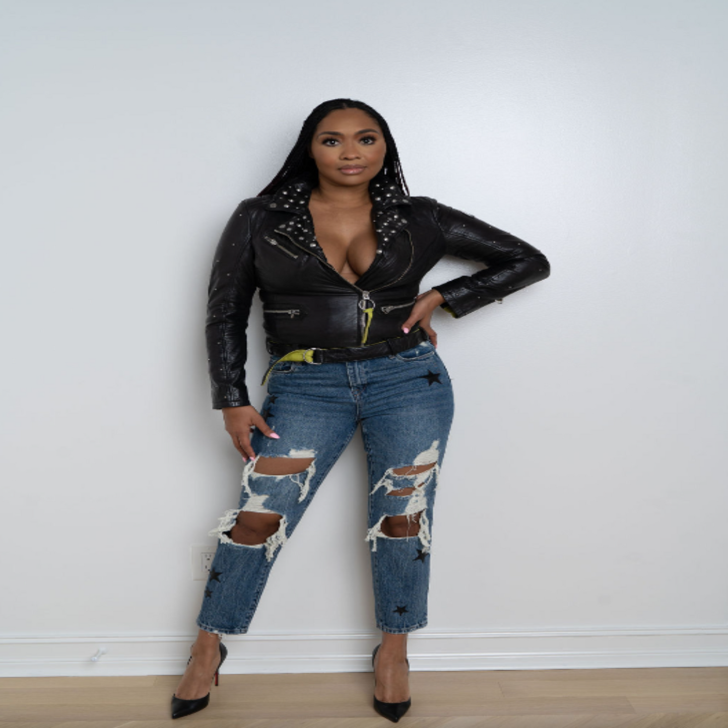 Distressed Denim Star Jeans