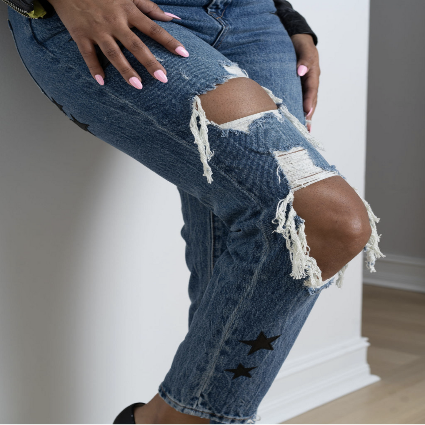 Distressed Denim Star Jeans