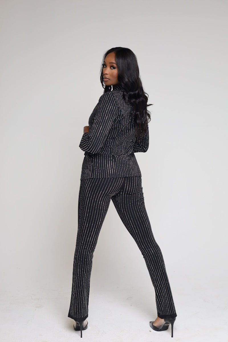 Tina Crystal Single Button Blazer & Pant Set